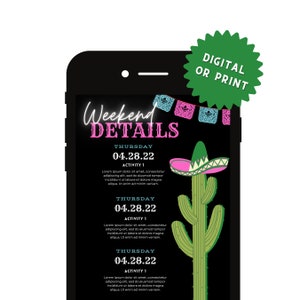 Final Fiesta Bachelorette Party Invitation Bachelorette Itinerary ...