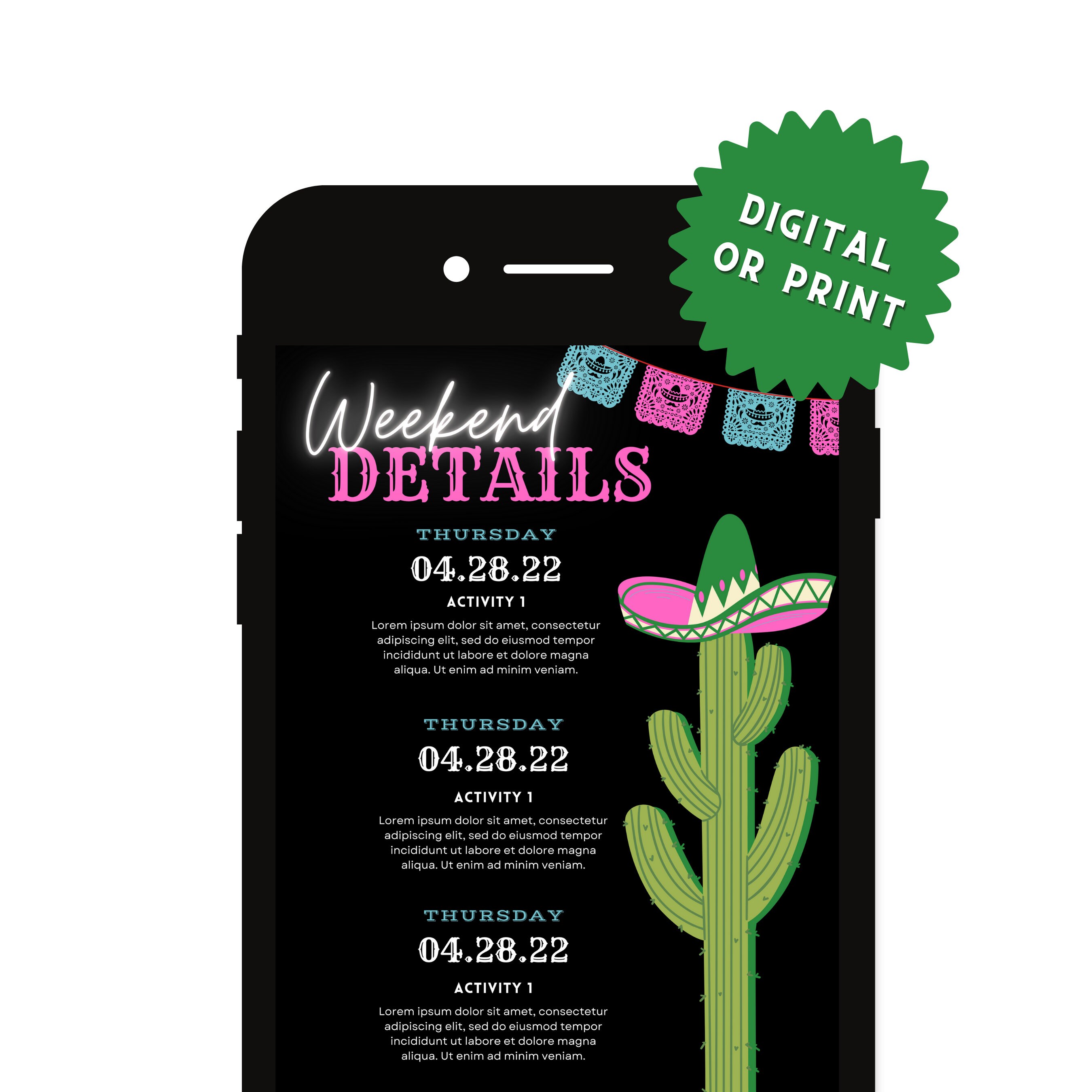 Final Fiesta Bachelorette Party Invitation Bachelorette Itinerary ...