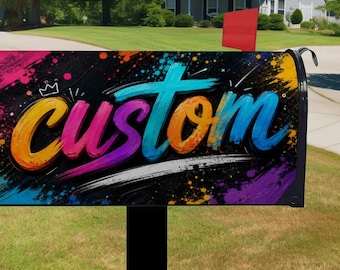 Custom Mailbox Cover 21x18, Personalized Photo Logo Text Address, Magnetic Outdoor Yard Decor