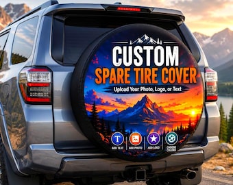 Personalized Spare Tire Cover Waterproof RV Camper Trailer Wheel Cover Custom Text Logo for Jeep SUV Truck 14 15 16 17 Inch Custom Gift