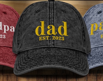 Personalisierte Opa Mütze mit Est Jahr, Individuell bestickte Papa Mütze, Vatertagsgeschenk für Opa