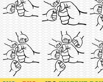 Father's Day Fist Bump Set, Father's Day Design, Baby Toddler Kid Dad Fist Bump SVG, customized name,Digital download Cut files, Family SVG