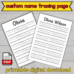 custom name tracing page, Custom Name Tracing Sheet Handwriting Practice, Personalized Name Trace, Name Tracing, Can Write My Name image 1