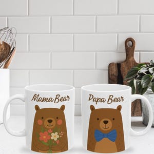 Taza Mamá Oso, Taza Papá Oso, Juego de 2 Tazas, Regalo para Mamá y Papá, Taza para el Día de la Madre, Taza para el Día del Padre, Tazas de Café con Osos Lindos