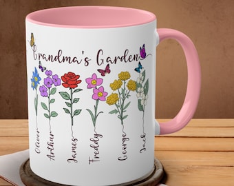 Grandma's Garden Mug, Personalized Garden Mug, Custom Mom Mug, Personalized Birth Flower Mug, Mothers Day Mug, gifts for grandma
