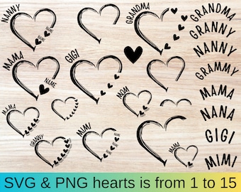 custom heart svg, heart svg, Custom Heart Grandkid Name svg, Custom Heart svg, Mothers day Svg Bundle, Grandma Svg Bundle, Grandma Shirt Svg