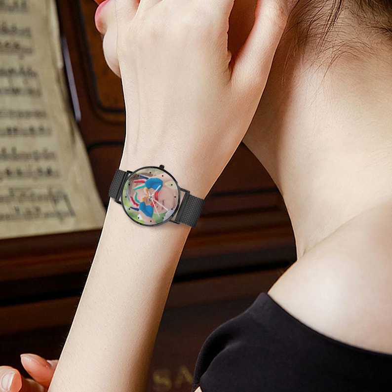 Custom Photo Women's Watch, Personalized Stainless Steel Watch, Picture Dial Gift for Mom, Wife, Girlfriend