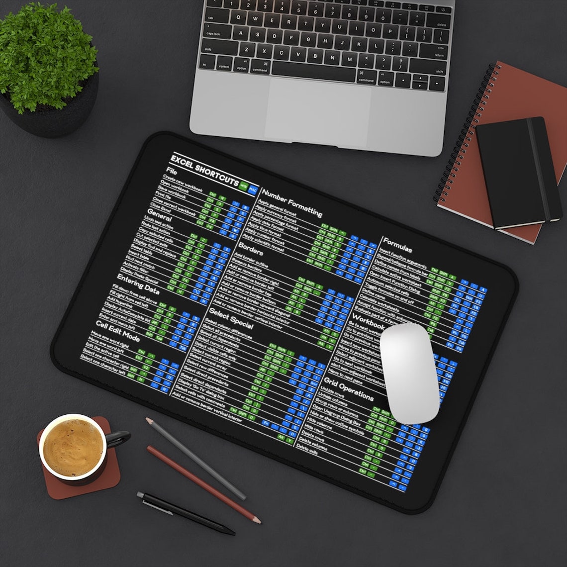 Excel Shortcuts Desk Mat Excel Super Shortcuts Mouse Pad Etsy Canada