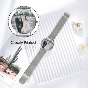 Custom Photo Women's Watch, Personalized Stainless Steel Watch, Picture Dial Gift for Mom, Wife, Girlfriend