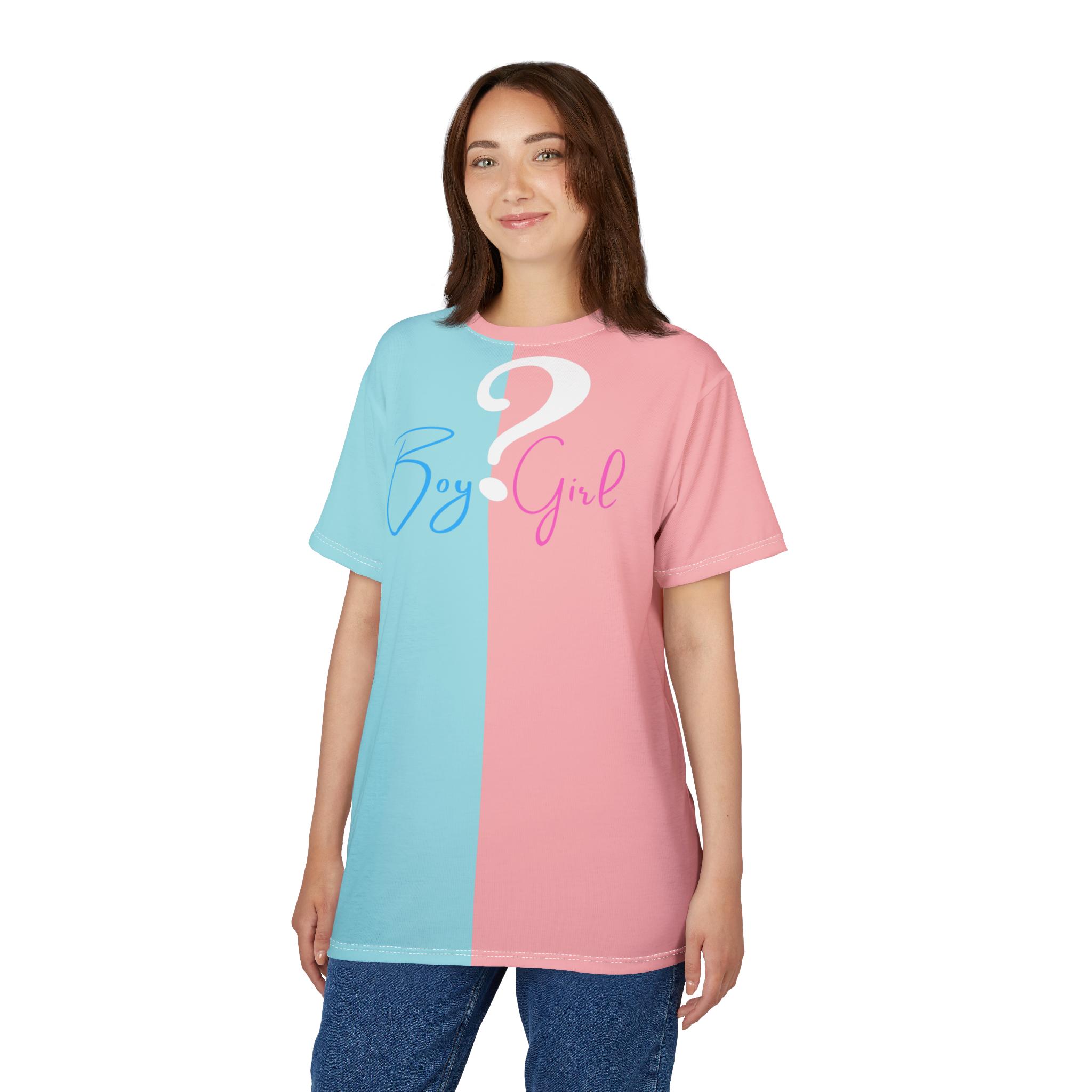 ピンクとブルーのハーフ＆ハーフTシャツ | スプリットTシャツ
