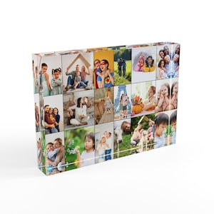 Personalized Acrylic Photo Block, Custom Picture Collage Frame Gift for Friend, Family, Couple Clear Acrylic Plaque Home Decor Photo Block