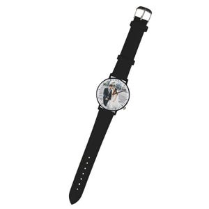 Custom Photo Unisex Watch, Personalized Leather Strap Watch, Picture Dial Watch Gift for Him or Her