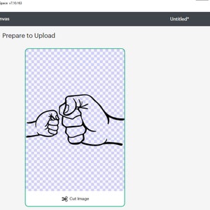 May include: Black and white line art illustration of two fists bumping together. The larger fist is on the right and the smaller fist is on the left. The fists are outlined in black and filled in with white.
