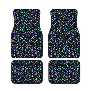 Star Moon Automotive Floor Mats 4PCS Galaxy Design Car Carpet Set Cute Aesthetic Interior Accessories Full Set of 4 Mats