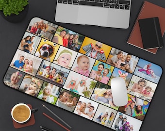 Personalized Photo Collage Desk Mat, Custom Office Decor