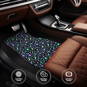 Star Moon Automotive Floor Mats 4PCS Galaxy Design Car Carpet Set Cute Aesthetic Interior Accessories image 1