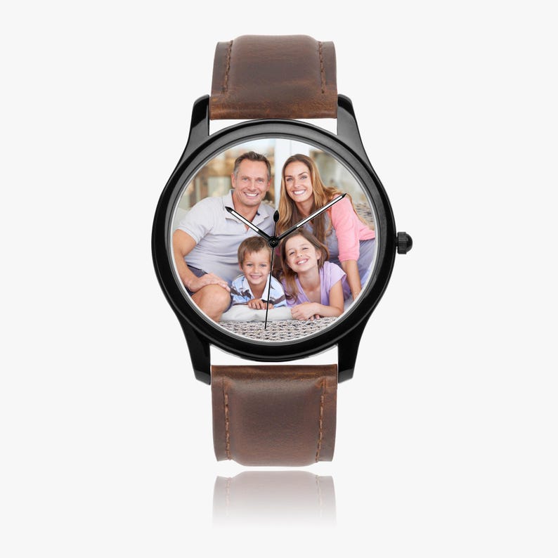 Custom Photo Watch Gift for Him or Her Personalized Black Classic Keepsake Anniversary Birthday