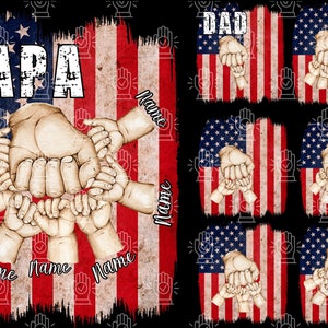 Father's Day Fist Bump Set Flag America, Baby Toddler Kid, Dad Hand Fist Bump Png, Father's Day Design, Baby Toddler Kid Dad Fist Bump PNG