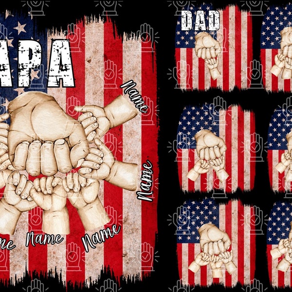 Father's Day Fist Bump Set Flag America, Baby Toddler Kid, Dad Hand Fist Bump Png, Father's Day Design, Baby Toddler Kid Dad Fist Bump PNG