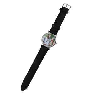 Custom Photo Leather Watch, Personalized Classic Strap Watch, Picture Dial Gift for Him or Her, Family Keepsake
