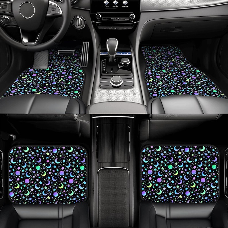 Star Moon Automotive Floor Mats 4PCS Galaxy Design Car Carpet Set Cute Aesthetic Interior Accessories image 6
