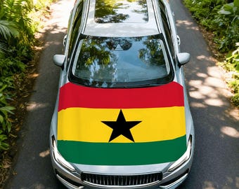 Ghana Flag Car Hood Cover, Vehicle Hood Protector for Car Shows & Daily Use, Automotive Gift for Car Enthusiasts