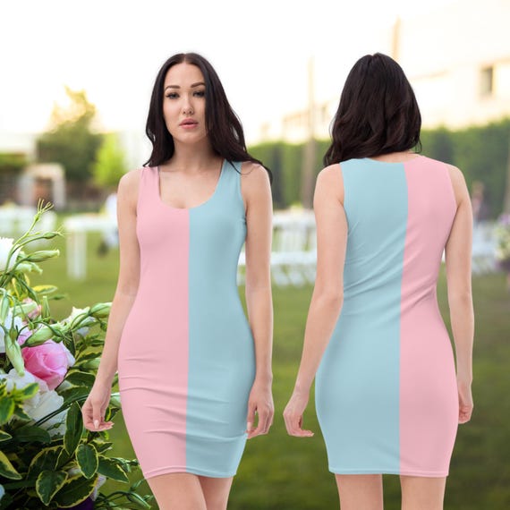 half pink half blue maternity dress Amaryllis main image 1