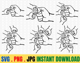 Father&#39;s Day Fist Bump Set, Father&#39;s Day Design, Baby Toddler Kid Dad Fist Bump SVG, customized name,Digital download Cut files, Family SVG