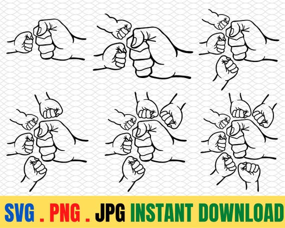 Father's Day Fist Bump Set, Father's Day Design, Baby Toddler Kid Dad Fist Bump SVG, customized name,Digital download Cut files, Family SVG
