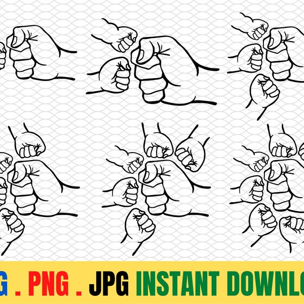 Vaderdag Fist Bump Set, Vaderdag Ontwerp, Baby Peuter Kid Papa Fist Bump SVG, aangepaste naam, Digitale download Cut bestanden, Familie SVG