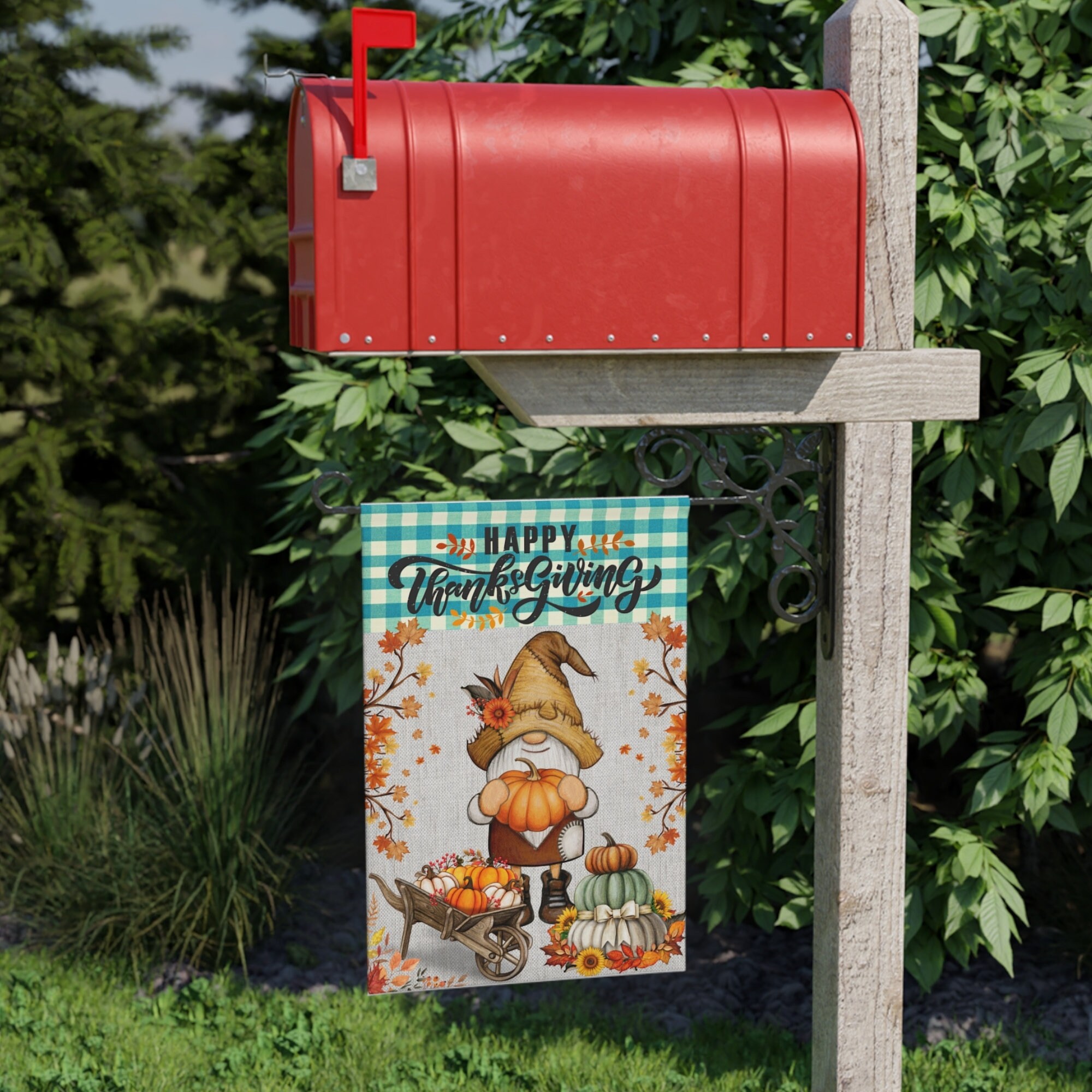 Thanksgiving Gartenflagge 30,5x45,7 Cm – Doppelseitig Mit Truthahn & Kürbis, Wetterfest & Dekorativ