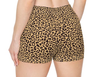 Leopardenmuster Damen Shorts, Leopardenmuster Booty Shorts, Leopard Sportliche Shorts Bequeme Stilvolle Leoparden Shorts, Animal Print Damen Shorts