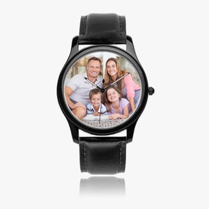 Custom Photo Watch Gift for Him or Her Personalized Black Classic Keepsake Anniversary Birthday