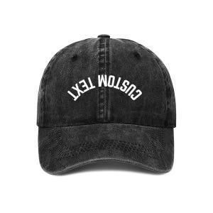 Custom Text Embroidered Hats, Upside Down Custom Embroidered Hats, Personalized Hats with Upside Down Embroidery Designs