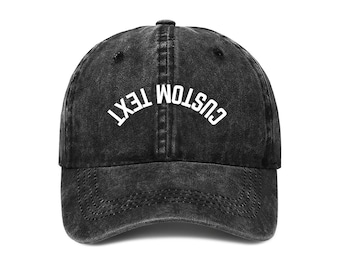 Custom Text Embroidered Hats, Upside Down Custom Embroidered Hats, Personalized Hats with Upside Down Embroidery Designs