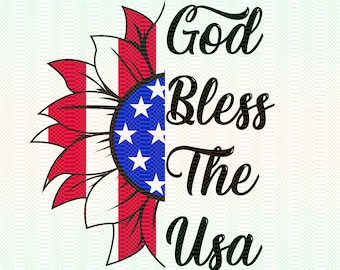 Bandera de Estados Unidos con la inscripción "Dios bendiga" en formato PNG, diseño patriótico para sublimación (descarga digital).