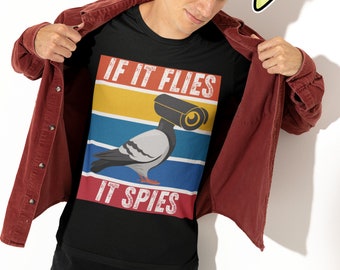 If It Flies It Spies Pigeon Anatomy Bird Aren't Real T-shirt - Pigeons Lover Gifts, Microphone Camera CPU Funny, Present For Men Women Kids