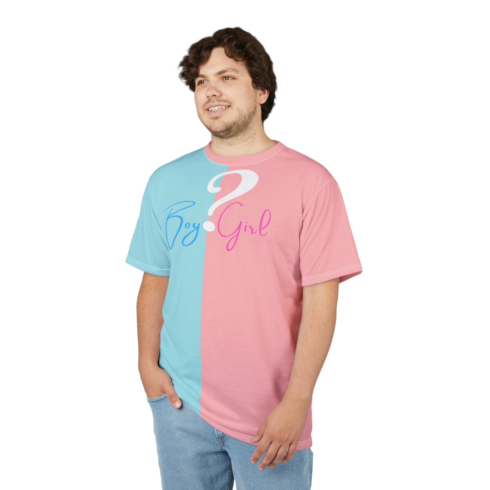 ピンクとブルーのハーフ＆ハーフTシャツ | スプリットTシャツ