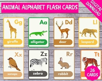 Animal Alphabet Flashcards – Printable ABC Cards (Digital Download)
