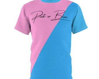 ピンクとブルーのツートンカラーTシャツ – 性別発表Tシャツ - Etsy 日本