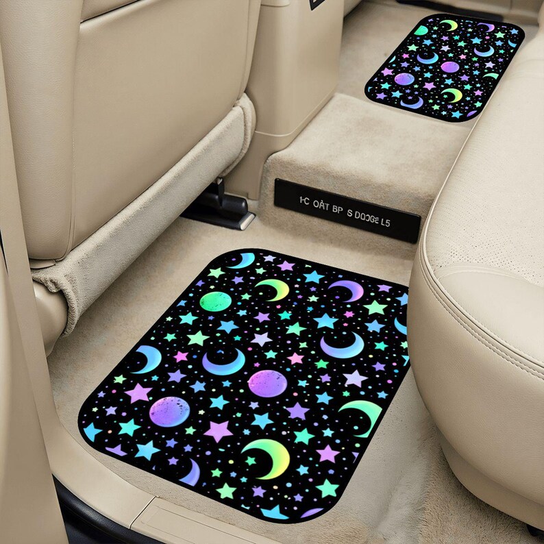 Star Moon Automotive Floor Mats 4PCS Galaxy Design Car Carpet Set Cute Aesthetic Interior Accessories image 9