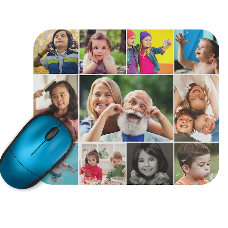 May include: A collage of photos featuring a variety of people, including children, adults, and a senior citizen. The photos are arranged in a grid pattern and show a range of expressions and activities.