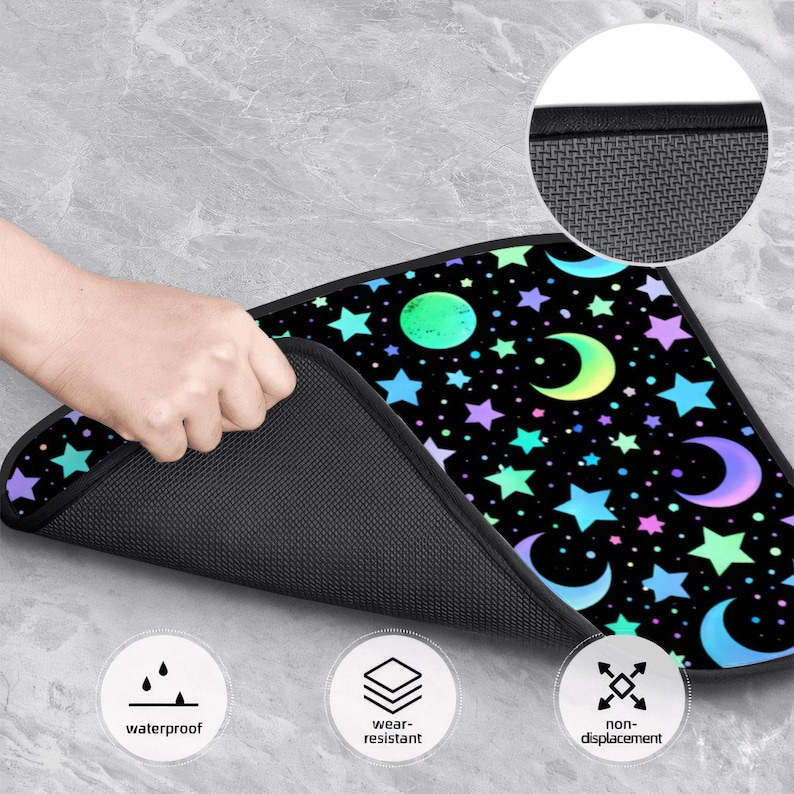 Star Moon Automotive Floor Mats 4PCS Galaxy Design Car Carpet Set Cute Aesthetic Interior Accessories image 8
