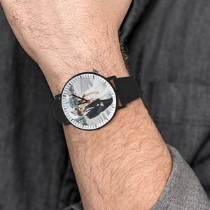 Custom Photo Unisex Watch, Personalized Leather Strap Watch, Picture Dial Watch Gift for Him or Her