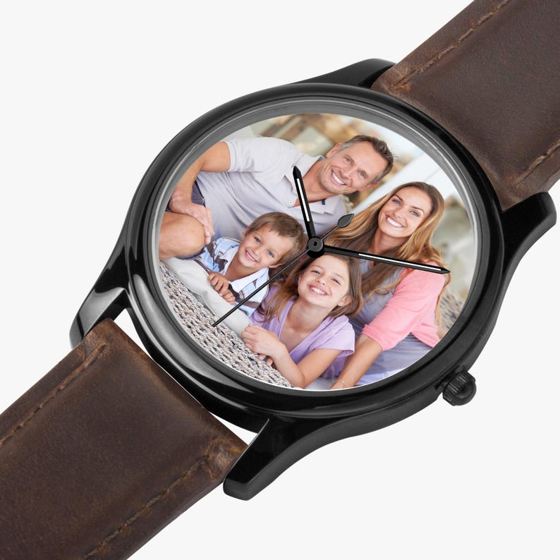 Custom Photo Watch Gift for Him or Her Personalized Black Classic Keepsake Anniversary Birthday