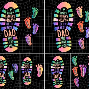 Personalized Fathers and Childs Footprints, Vintage Happy Father's Day To The Best Dad We Love You Png, Dad Kid Footprints Png, Father's Day Png