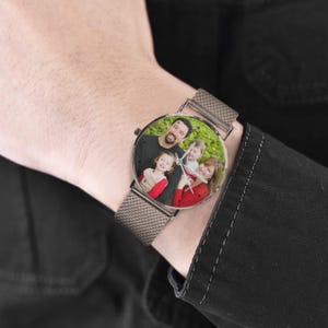 Custom Photo Women's Watch, Personalized Stainless Steel Watch, Picture Dial Gift for Mom, Wife, Girlfriend
