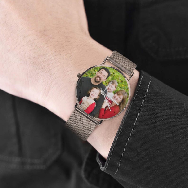 Custom Photo Women's Watch, Personalized Stainless Steel Watch, Picture Dial Gift for Mom, Wife, Girlfriend