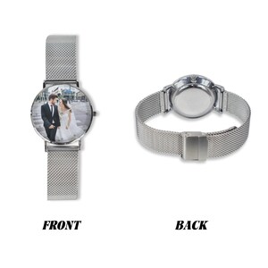Custom Photo Women's Watch, Personalized Stainless Steel Watch, Picture Dial Gift for Mom, Wife, Girlfriend