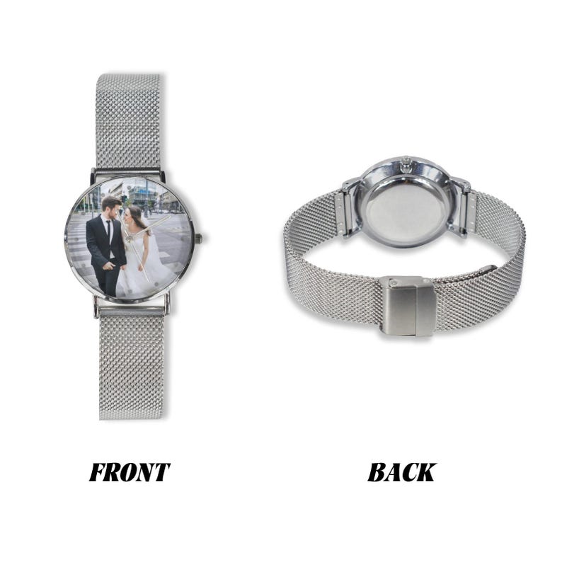 Custom Photo Women's Watch, Personalized Stainless Steel Watch, Picture Dial Gift for Mom, Wife, Girlfriend